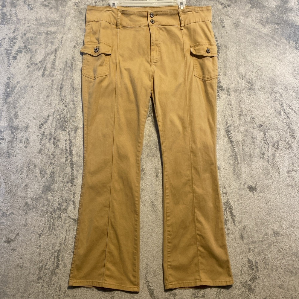 VIP Jeans Pants Juniors 19/20 Tan Flare Stretch‎ High Rise Preppy Boho Western